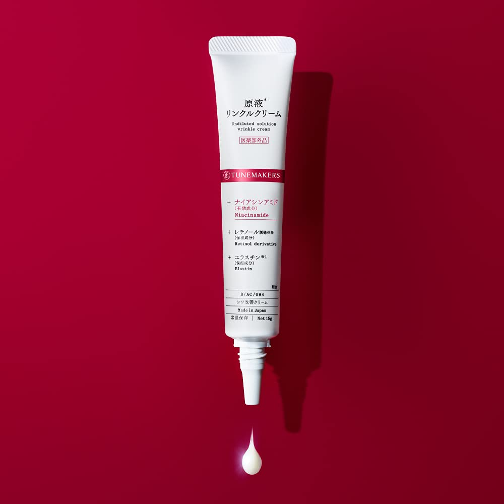 TUNEMAKERS Undiluted Wrinkle Cream 15 g, Medicated Niacinamide and Retinol Cream for Eye, Mouth, Brow and Forehead Wrinkles