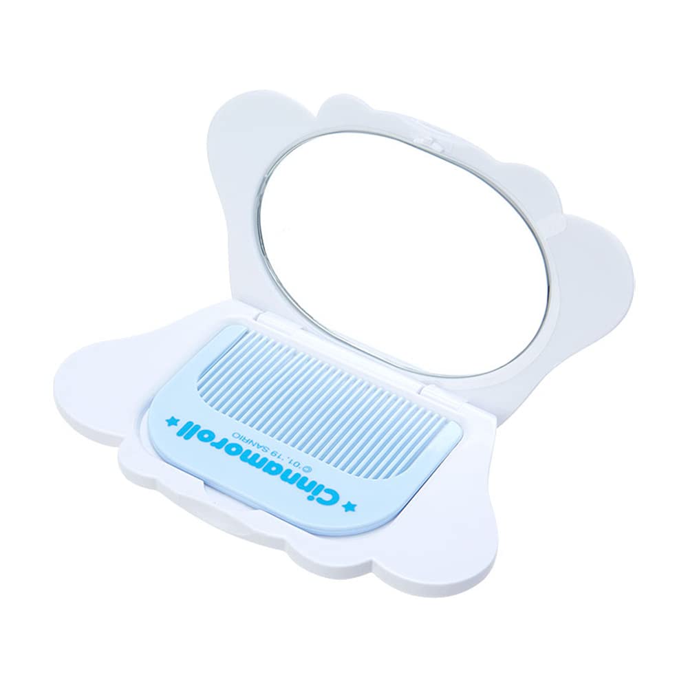 Sanrio Character Face-Shaped Folding Mirror and Comb Set, Compact Pocket Mirror, 7 Characters