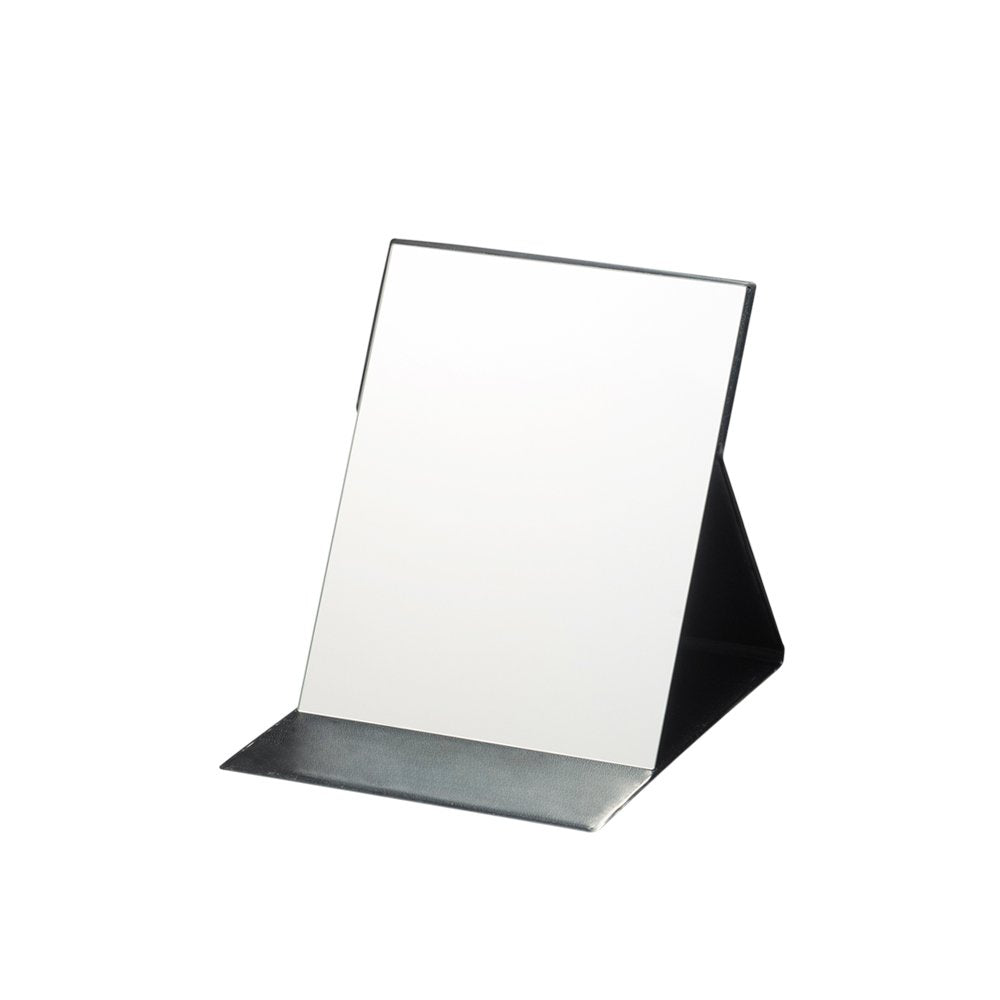 Pro Model Folding Makeup Mirror, Frameless Polished Glass with a Cushioned Fold-Out Cover, 4 Sizes, Black or Pink