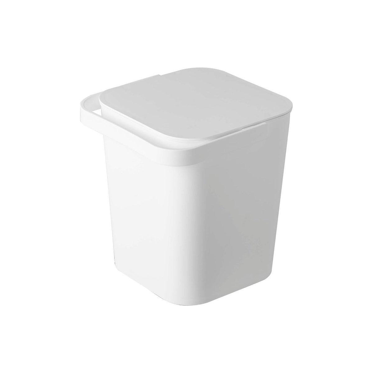 Yamazaki Tower Lidded Bucket 12 L, Japan-Made 12 L Lidded Bucket That Looks Good in a Living Room, Stores Toys and Cleaning Gear Out of Sight, Handle for Carrying, Heat Safe to 140 C, 27.5 x 26.5 x 28 cm and 1100 g, White or Black