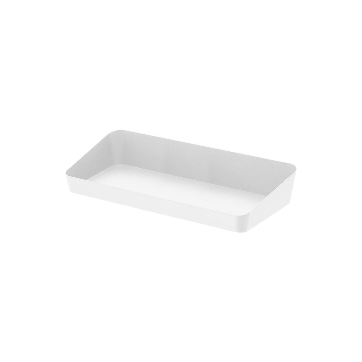 Yamazaki Tower Amenity Box Wide, Wide Low Steel Box for Cotton, Swabs, Amenity Goods and Tea Sets in the Washroom or on the Table, 30 cm Long, 30 x 13.5 x 5 cm and 510 g, White or Black