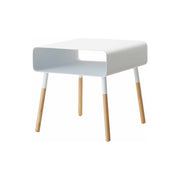 Yamazaki Plain Low Side Table, Low 35 cm Square Side Table With Storage Under the Top for Low Beds and Sofas, Natural Wood Legs, Holds Magazines and Remotes, 10 kg, 35 x 35 x 35 cm and 4000 g, White or Black