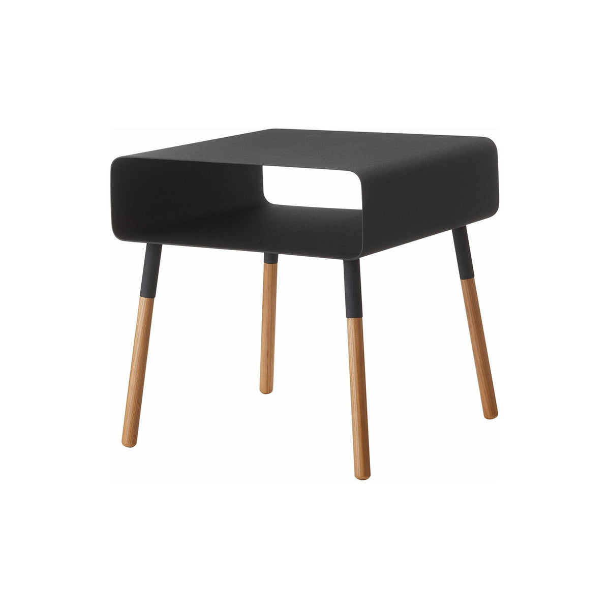 Yamazaki Plain Low Side Table, Low 35 cm Square Side Table With Storage Under the Top for Low Beds and Sofas, Natural Wood Legs, Holds Magazines and Remotes, 10 kg, 35 x 35 x 35 cm and 4000 g, White or Black