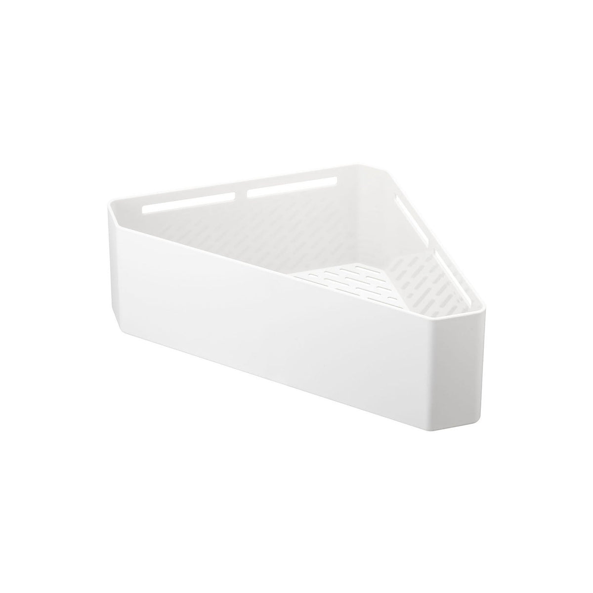 Yamazaki Tower Magnetic Bathroom Corner Toy Rack, Corner Basket That Sticks to a Steel Bathroom Corner by Magnet for Bath Toys, Many Small Holes Drain Water So the Base Does Not Go Slimy, Holds 2 kg, 33 x 18.5 x 10 cm and 475 g, White or Black