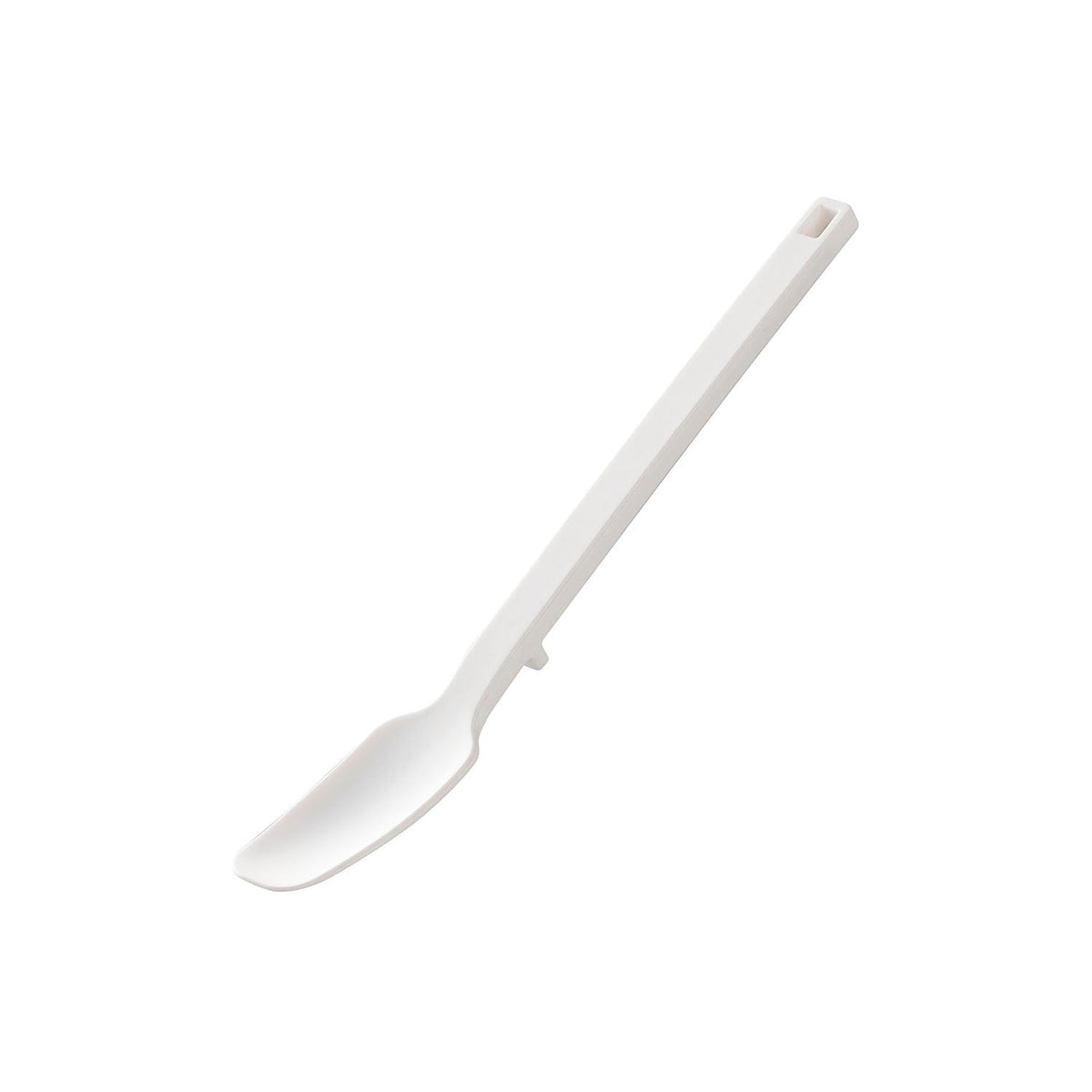 Yamazaki Tower Silicone Spoon, Slim Spoon That Scrapes the Bottom of a Jar of Jam or Paste and Is Gentle on Bowls and Storage Containers, Tip Lifts Off the Counter, Silicone Over a Nylon Core Heat Safe to 220 C, 2.5 x 2.5 x 19 cm and 15 g, White or Black