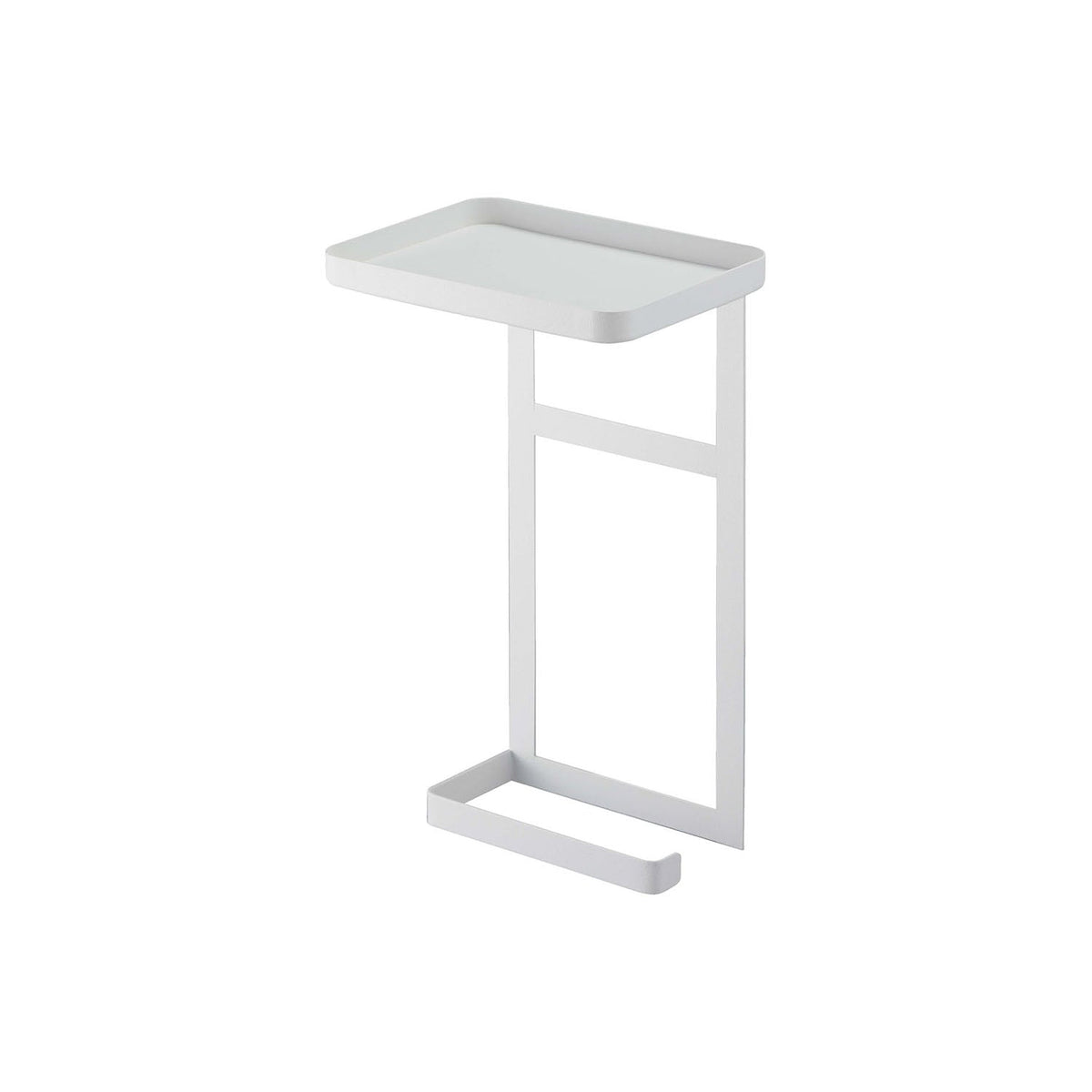 Yamazaki Tower Two-Tier Rack Above the Toilet Paper Holder, Rack That Slides Onto the Toilet Paper Holder to Add a Top Tray and a Lower Hanger, Top Tray for Cleaning Goods or a Phone, Holds 1 kg, 17 x 12.5 x 30 cm and 445 g, White or Black
