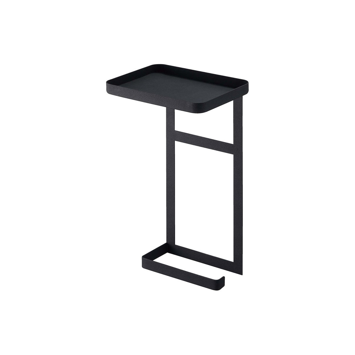 Yamazaki Tower Two-Tier Rack Above the Toilet Paper Holder, Rack That Slides Onto the Toilet Paper Holder to Add a Top Tray and a Lower Hanger, Top Tray for Cleaning Goods or a Phone, Holds 1 kg, 17 x 12.5 x 30 cm and 445 g, White or Black