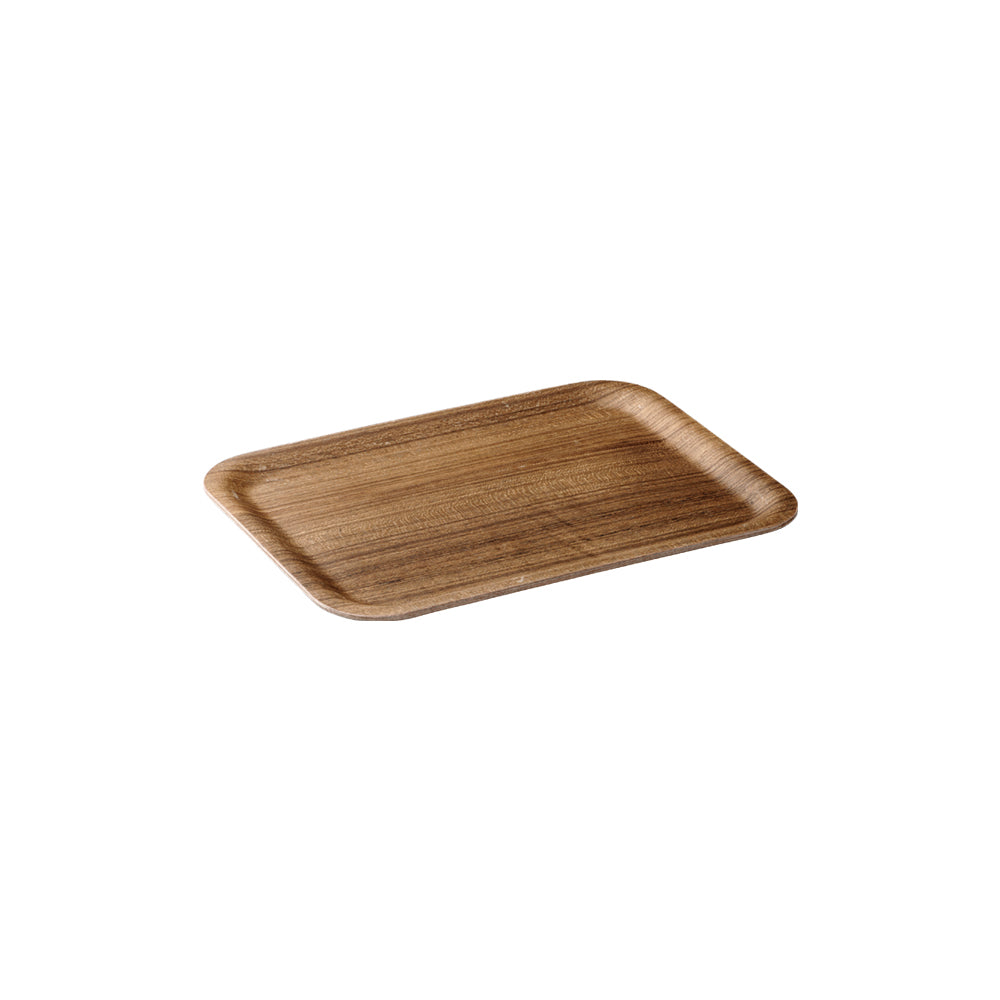 KINTO Synthetic Lacquerware Non-Slip Tray, Synthetic Lacquerware Non-Slip Tray In Teak, Hand wash only, not dishwasher safe, Made in China, 27 x 20 x 1.2 cm and 190 g, Teak
