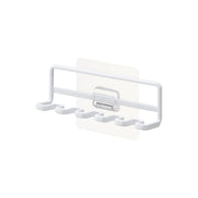 Yamazaki Tower Film-Hook Toothbrush Holder 5 Slots, Five-Slot Toothbrush Holder on a Film Hook That Floats Brushes on a Bathroom Tile Wall So They Dry Without Slime, 250 g Per Slot, 12.5 x 3.5 x 4 cm and 80 g, White or Black