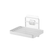 Yamazaki Tower Film-Hook Soap Tray, Soap Tray on a Film Hook That Floats a Bar of Soap on a Tile Wall With a Slitted Base That Drains Water So It Stays Slime-Free, Holds 500 g, 12 x 8.5 x 7.8 cm and 200 g, White or Black