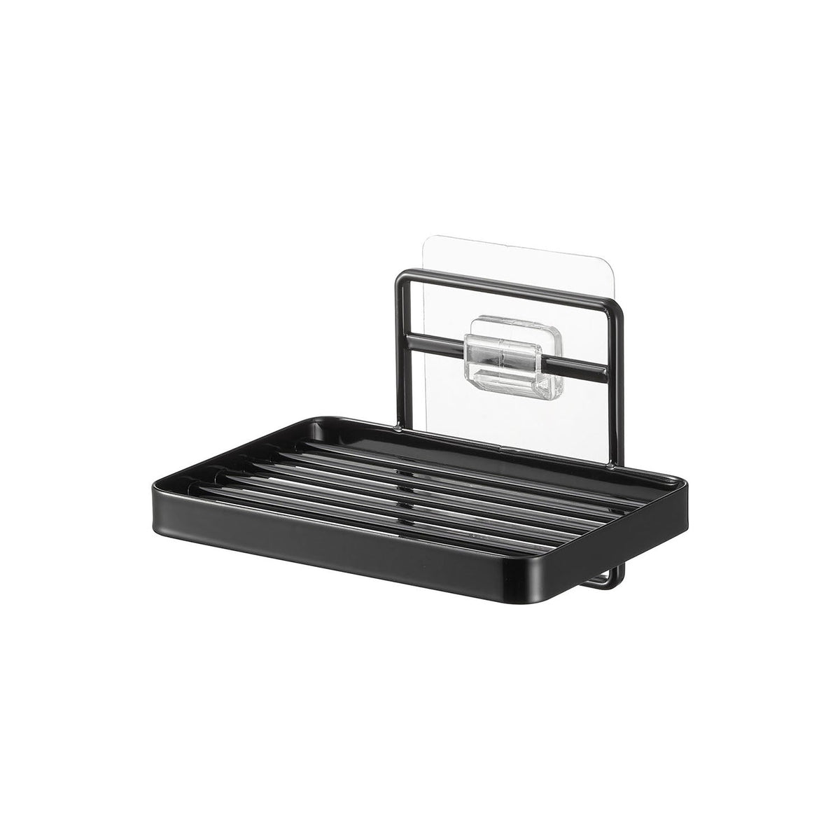 Yamazaki Tower Film-Hook Soap Tray, Soap Tray on a Film Hook That Floats a Bar of Soap on a Tile Wall With a Slitted Base That Drains Water So It Stays Slime-Free, Holds 500 g, 12 x 8.5 x 7.8 cm and 200 g, White or Black