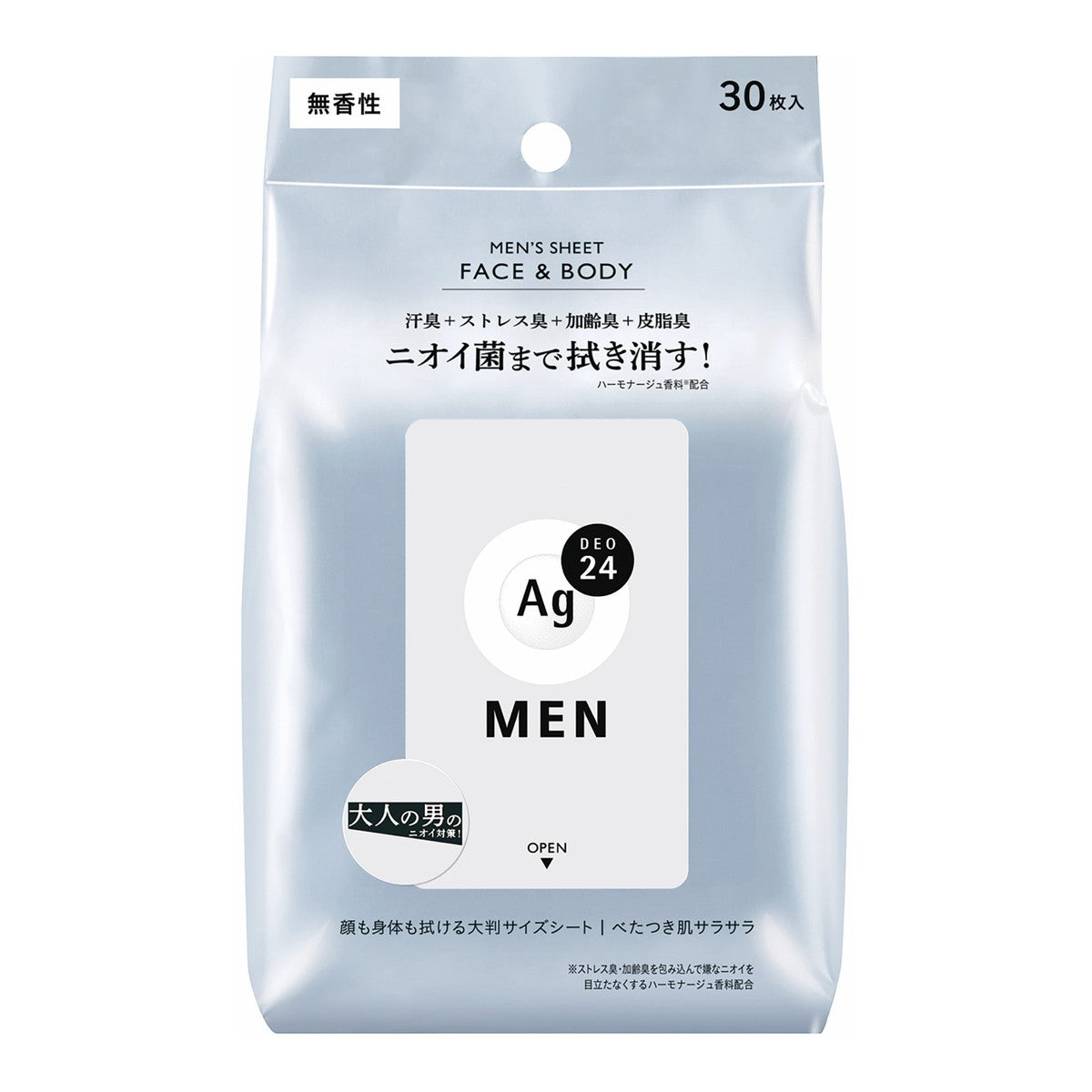Ag DEO 24 Men Face & Body Deodorant Sheets, 30 Large Sheets, Unscented Or Stylish Citrus