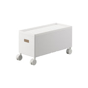 Yamazaki Tower Storage Box Wagon with Lid S, 6 L Slim Storage Box on Casters With a Lid That Hides Contents and Keeps Dust Out, Stacks, Holds 10 kg Including the Lid, Heat Safe to 160 C, 15.5 x 35 x 19 cm and 740 g, White or Black