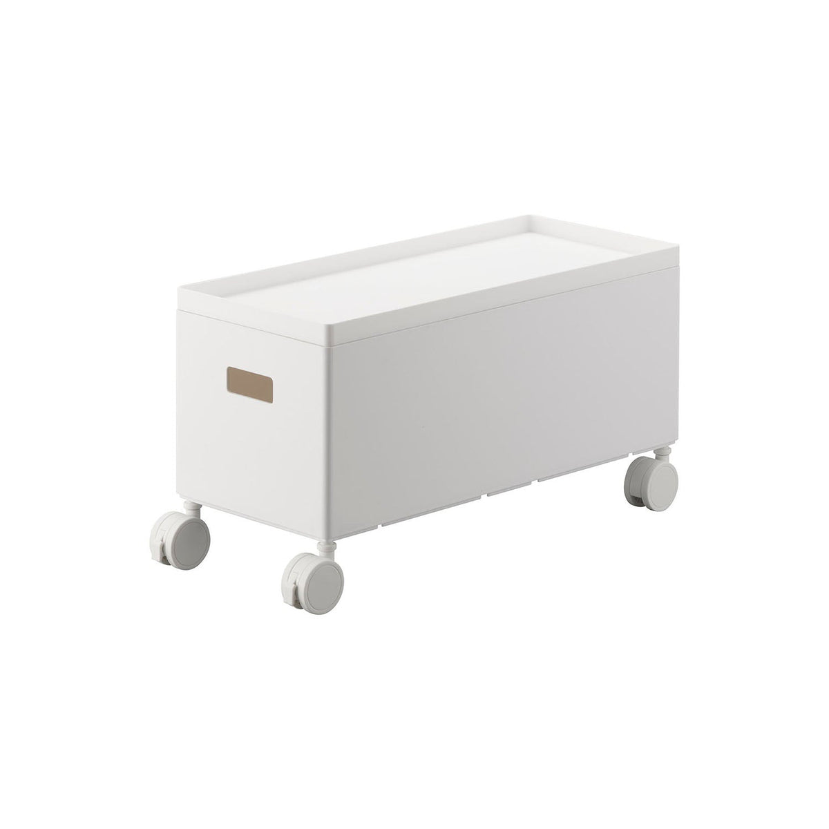 Yamazaki Tower Storage Box Wagon with Lid S, 6 L Slim Storage Box on Casters With a Lid That Hides Contents and Keeps Dust Out, Stacks, Holds 10 kg Including the Lid, Heat Safe to 160 C, 15.5 x 35 x 19 cm and 740 g, White or Black