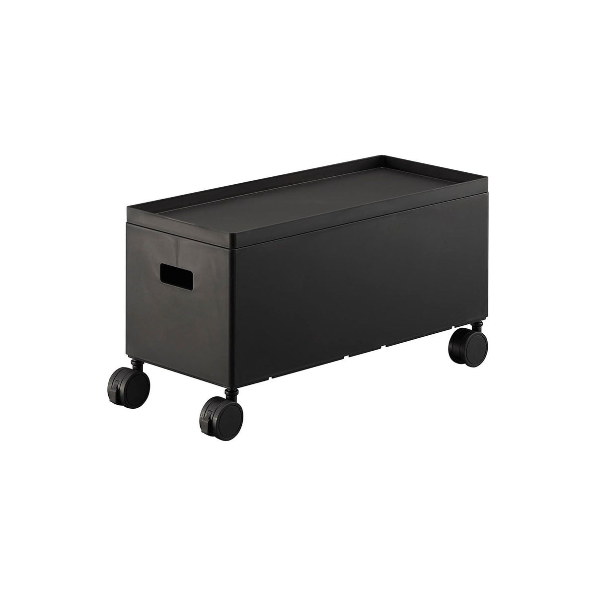 Yamazaki Tower Storage Box Wagon with Lid S, 6 L Slim Storage Box on Casters With a Lid That Hides Contents and Keeps Dust Out, Stacks, Holds 10 kg Including the Lid, Heat Safe to 160 C, 15.5 x 35 x 19 cm and 740 g, White or Black