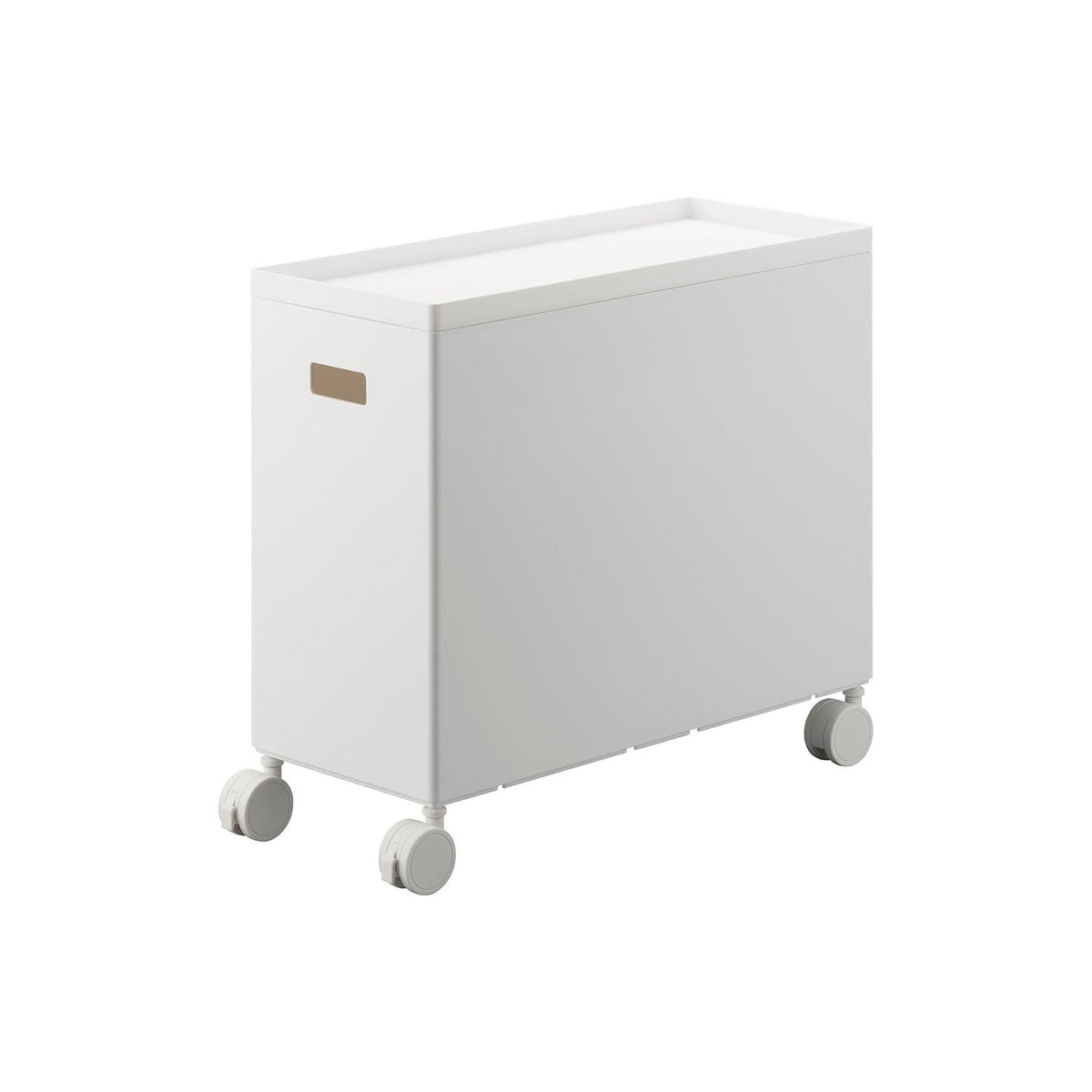Yamazaki Tower Lidded Storage Box Wagon L, Slim 12 L Lidded Box on Casters That Hides Contents and Keeps Dust Off, Lid Doubles as a Resting Spot, Holds 10 kg in Total, 15.5 x 35 x 31.7 cm and 1200 g, White or Black