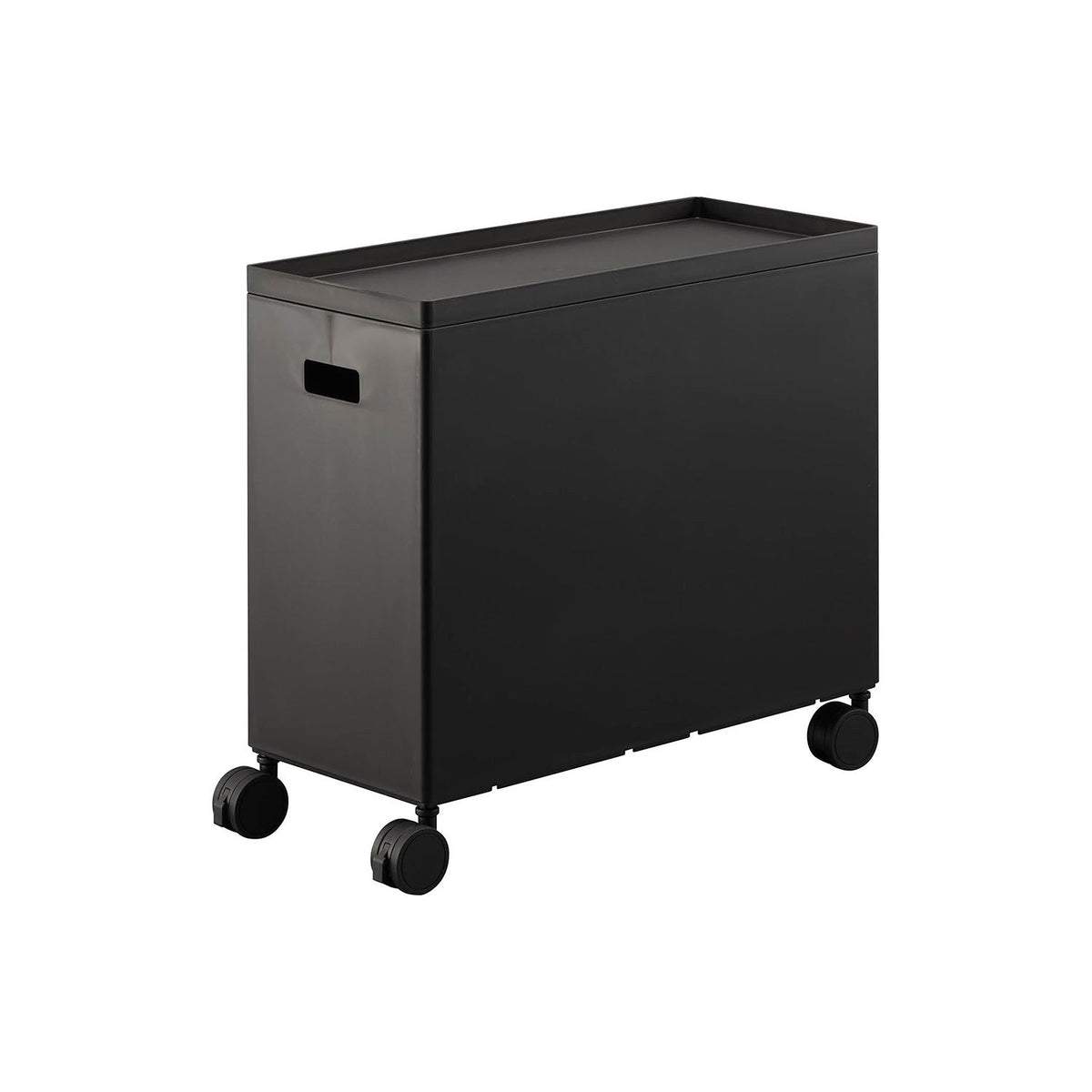 Yamazaki Tower Lidded Storage Box Wagon L, Slim 12 L Lidded Box on Casters That Hides Contents and Keeps Dust Off, Lid Doubles as a Resting Spot, Holds 10 kg in Total, 15.5 x 35 x 31.7 cm and 1200 g, White or Black