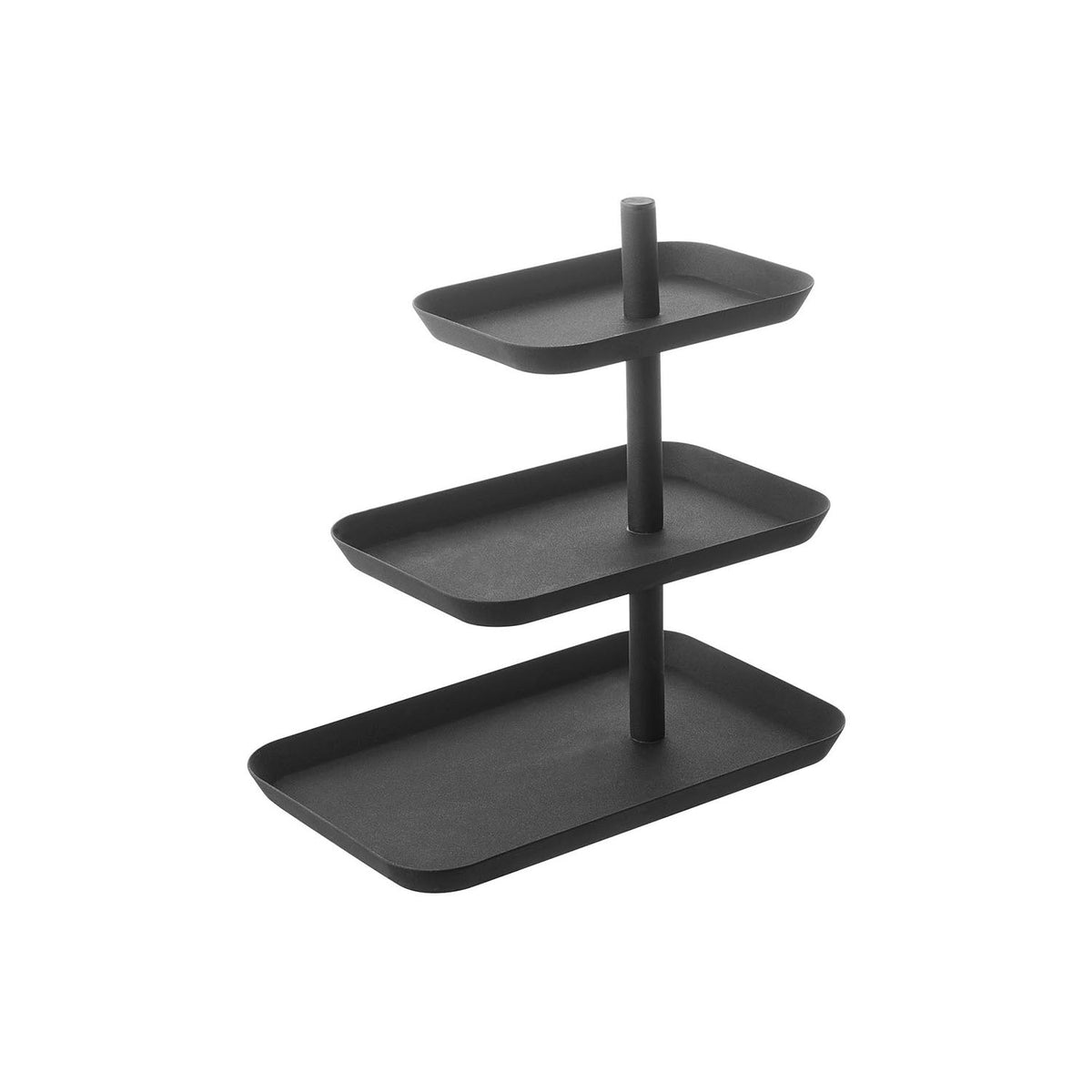 Yamazaki Tower Accessory Tray 3 Tiers, Three-Tier Tray Stand With Small, Medium and Large Trays for Watches, Rings, Keys and Daily Accessories, Trays Turn Around for Easy Reach, Holds 1 kg Per Tier, 24.7 x 15.7 x 25.7 cm and 920 g, White or Black