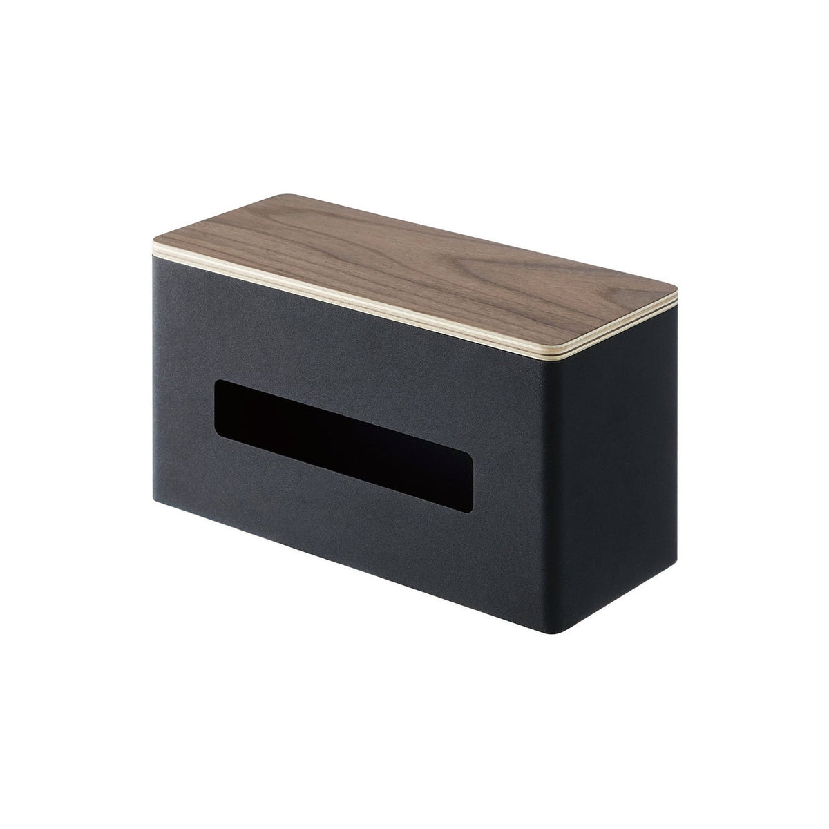 Yamazaki Rin Double-Sided Tissue Case, Double-Sided Case With an Outlet on Each Side for Tissues and Paper Towels Together, Movable Magnetic Divider, Wood Lid, Boxes Up to 10.5 cm Tall, 26 x 11 x 14 cm and 1300 g, Brown or Natural