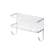Yamazaki Tower Magnetic Washer-Side Rack with Hose Holder, Rack That Sticks to the Side of a Steel Washing Machine by Strong Magnet for Detergent and Supplies, Hose Holder Hangs the Water Hose, Holds 2.5 kg, 28 x 12 x 18.5 cm and 900 g, White or Black