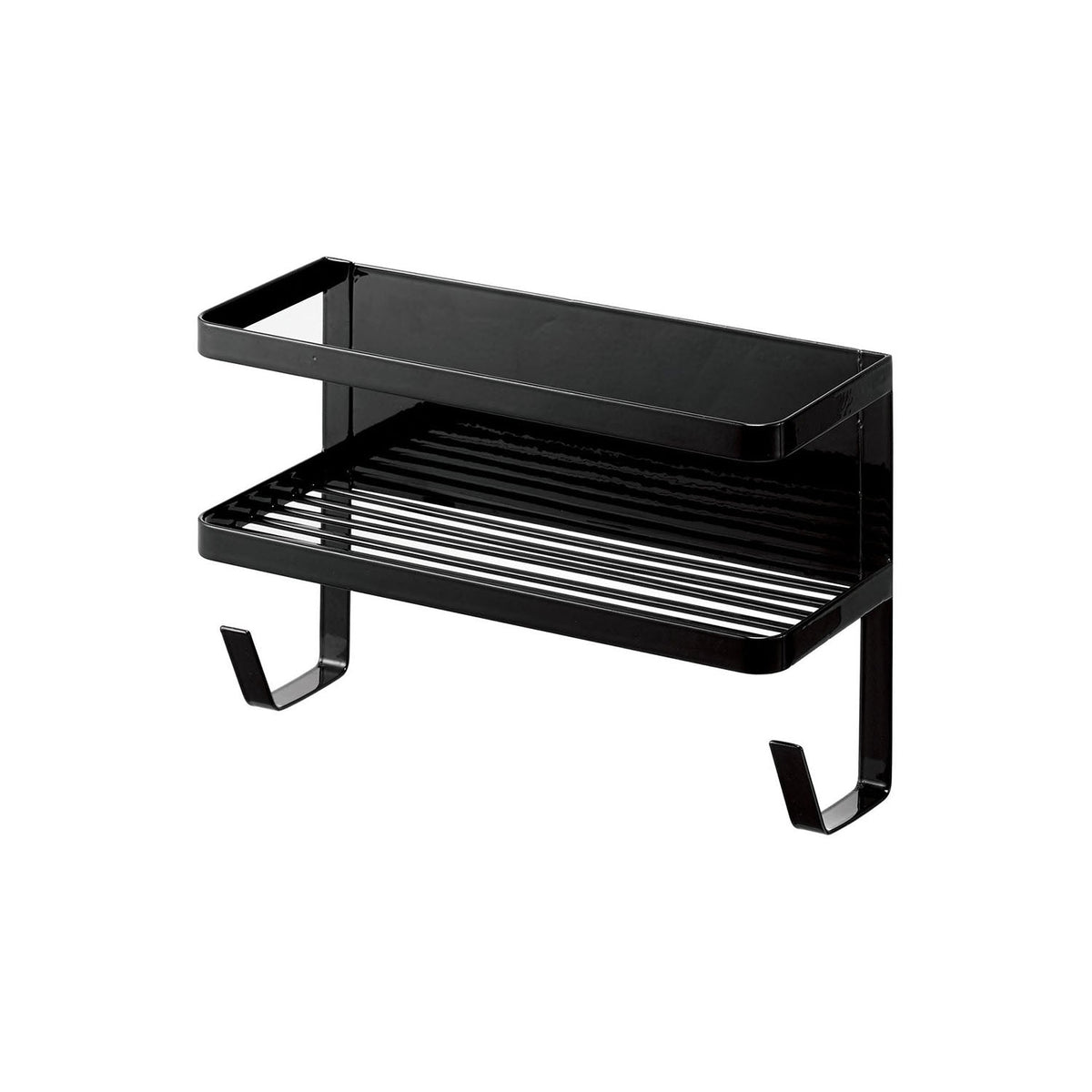 Yamazaki Tower Magnetic Washer-Side Rack with Hose Holder, Rack That Sticks to the Side of a Steel Washing Machine by Strong Magnet for Detergent and Supplies, Hose Holder Hangs the Water Hose, Holds 2.5 kg, 28 x 12 x 18.5 cm and 900 g, White or Black