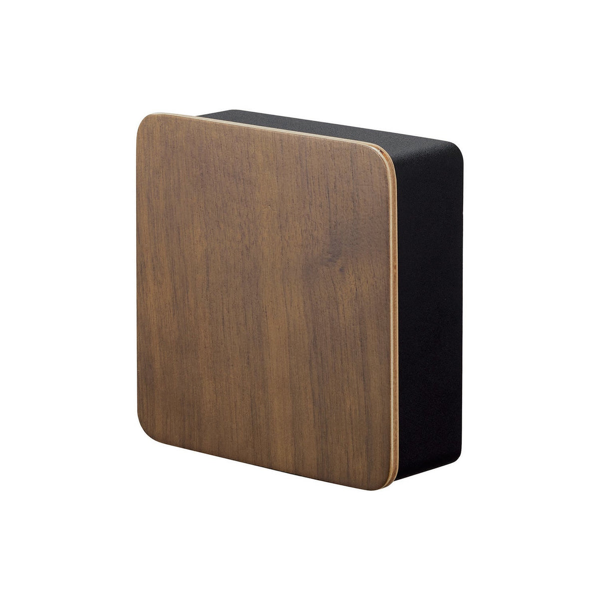 Yamazaki Rin Magnetic Key Hook 2 Tiers, Cover-Door Key Hook That Sticks to a Magnetic Entry Door and Hides Keys Behind a Wood Face, Five Hooks Come On and Off, Seal Tray Inside, Holds 1 kg, 15.8 x 5.7 x 15.8 cm and 500 g, Brown or Natural