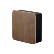 Yamazaki Rin Magnetic Key Hook 2 Tiers, Cover-Door Key Hook That Sticks to a Magnetic Entry Door and Hides Keys Behind a Wood Face, Five Hooks Come On and Off, Seal Tray Inside, Holds 1 kg, 15.8 x 5.7 x 15.8 cm and 500 g, Brown or Natural