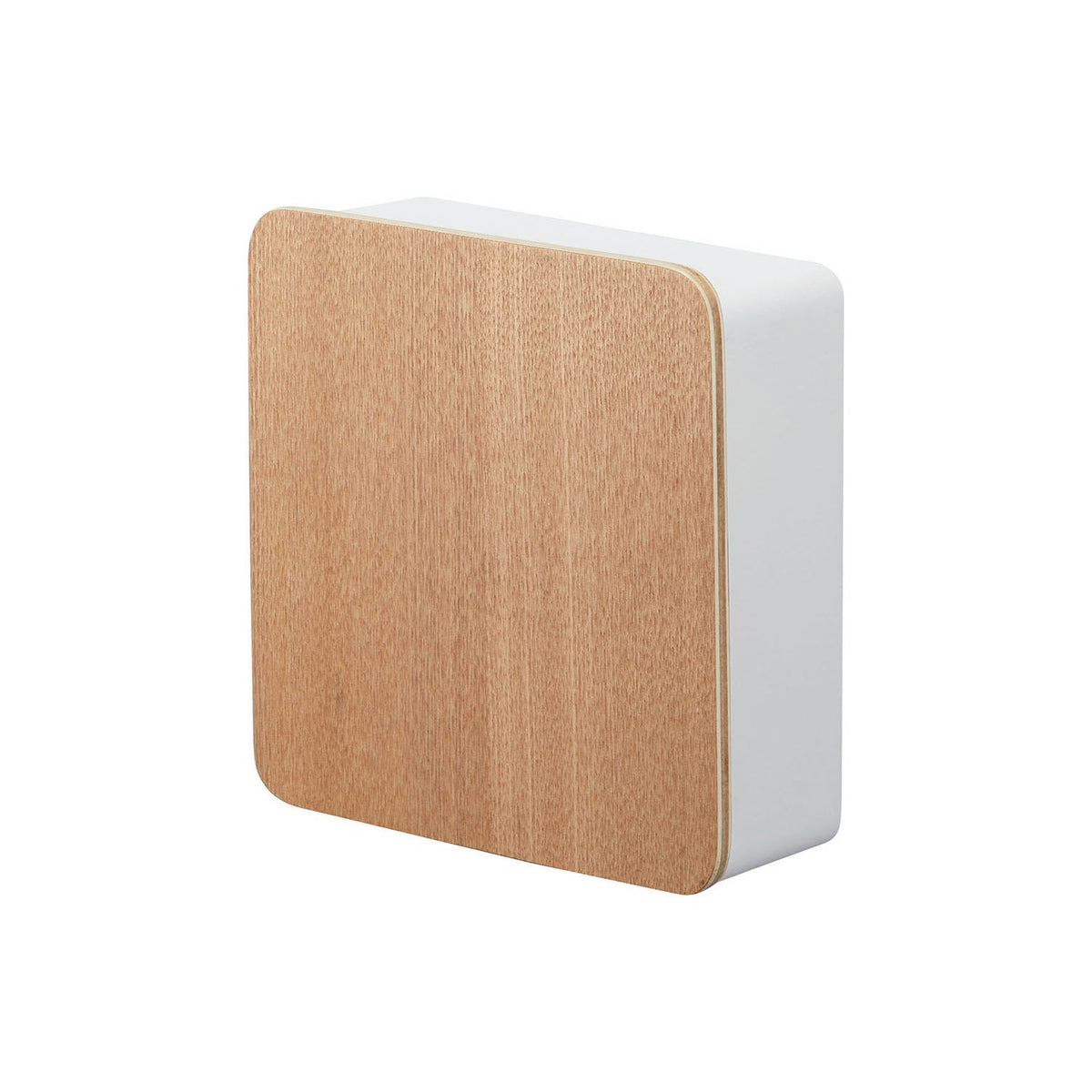 Yamazaki Rin Magnetic Key Hook 2 Tiers, Cover-Door Key Hook That Sticks to a Magnetic Entry Door and Hides Keys Behind a Wood Face, Five Hooks Come On and Off, Seal Tray Inside, Holds 1 kg, 15.8 x 5.7 x 15.8 cm and 500 g, Brown or Natural
