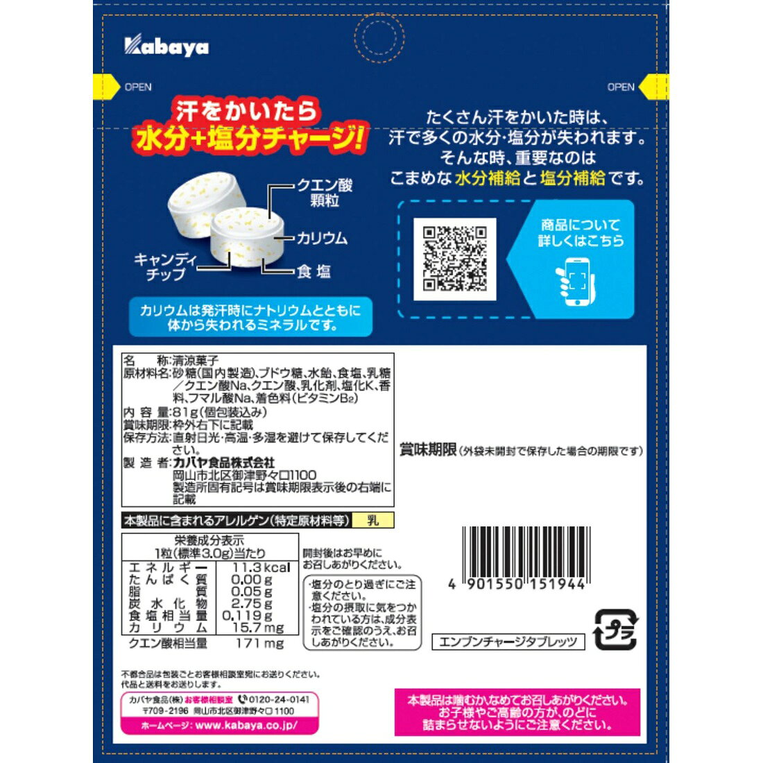 Kabaya Salt Charge Tablets — Sports Drink Flavor 81 g image 2