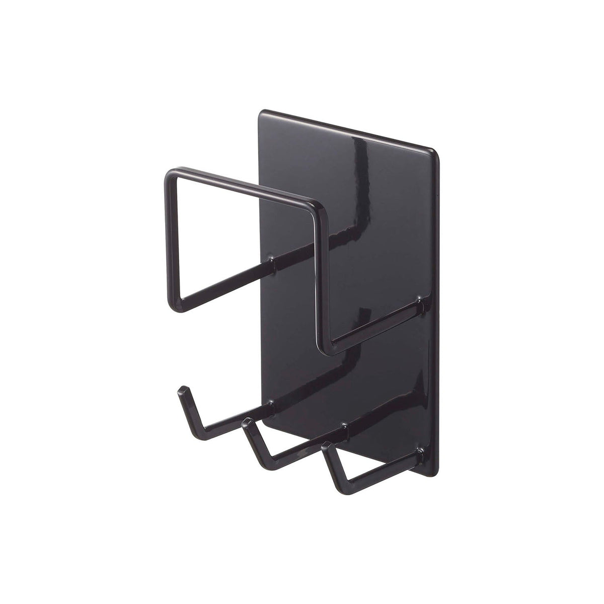 Yamazaki Tower Magnetic Bathroom Cleaning Tool Holder, Holder That Sticks to a Steel Bathroom Wall by Strong Magnet and Gathers a Sponge, Cleaning Brush and Spray Bottle, Deep Hooks Take the Spray, 500 g Per Hook, 8 x 6 x 12 cm and 190 g, White or Black