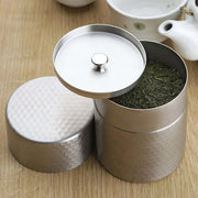 GraSUS Tea Caddy, Stainless Tea Caddy That Blocks Light and Fits Closely to Keep Tea Fresh, Smooth Lid Seam Is Easy to Clean, Holds About 200 g of Sencha, Dishwasher Safe, Made in Japan, 7.8 x 7.8 x 10.8 cm and 180 g, Stainless