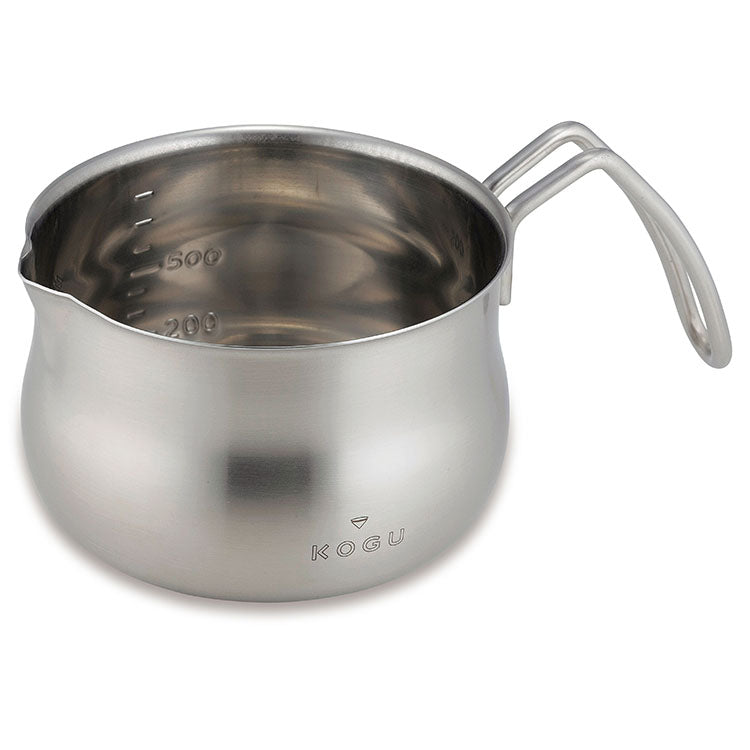 GraSUS Milk Pan 1 L, Stainless 1 L Milk Pan With a Kettle-Style Handle That Pours Easily Into a Dripper or Cup, Marked Every 100 mL, Right Size for Soup for Two or Three, Gas Flame Only, Made in Japan, 20.5 x 13.3 x 9.5 cm and 300 g, Stainless