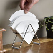 GraSUS Paper Filter Stand, Stainless Tabletop Paper Filter Stand That Lets You Pull a Filter Out Quickly, Centre Divider Keeps Two Sizes Apart, Holds About 50 Filters, Rubber Feet, Made in Japan in Tsubame-Sanjo, 13.8 x 5 x 10 cm and 100 g, Stainless