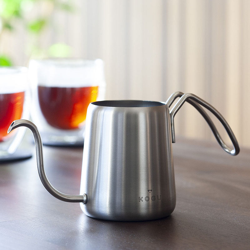 GraSUS One Drip Pot Pro for 1-2 Cups, Small 300 mL Drip Pot With a Fine S-Shaped Spout That Pours Almost Straight Down and Cools Boiling Water to Drip Temperature, Not for Gas or Induction, Made in Japan, 21 x 8.2 x 9.8 cm and 175 g, Stainless