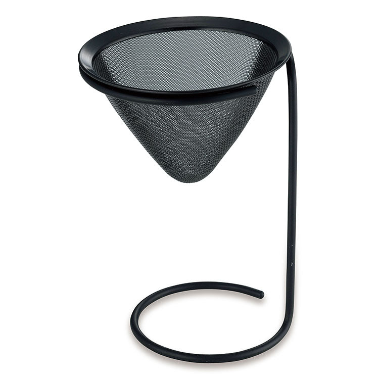GraSUS Black Tea Dripper and Stand, Black Tea Dripper and Stand Set That Flips Over to Change Height for Different Cups, Also Strains Dashi or Holds a Coffee Filter, Made in Japan, 11.5 x 11.5 x 16.8 cm and 165 g, Black