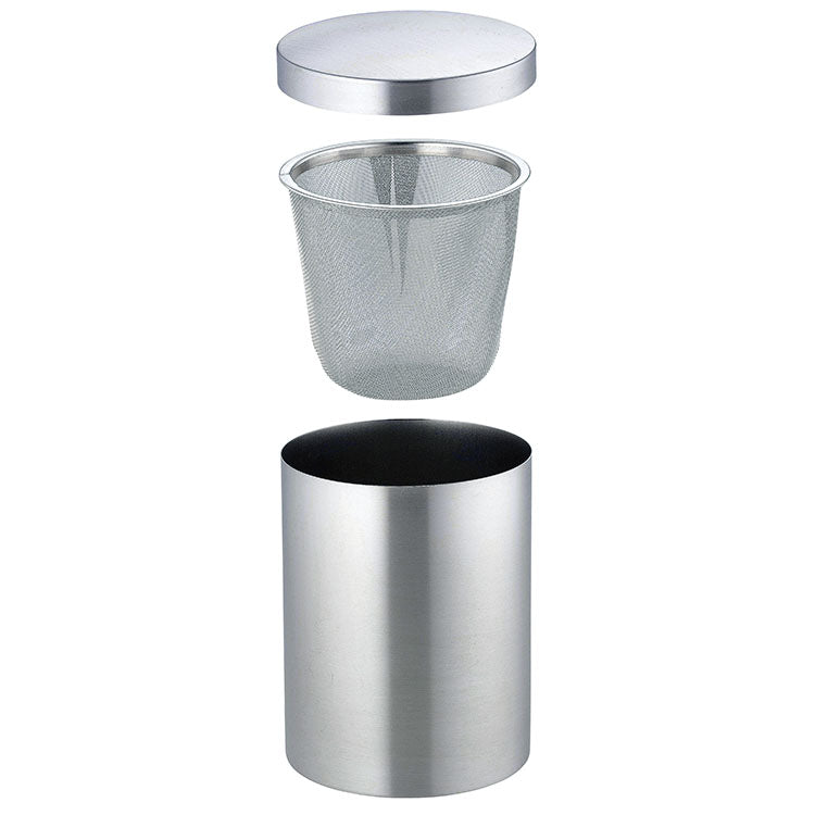 GraSUS Powder Control Large, Stainless Coffee Powder Control Sifter That Removes Fine Grounds With a Quick Shake for a Clearer Cup, Handles 60 g for 1 to 4 Cups, Dishwasher Safe, Made in Japan in Tsubame-Sanjo, 8.4 x 8.4 x 10.3 cm and 130 g, Stainless