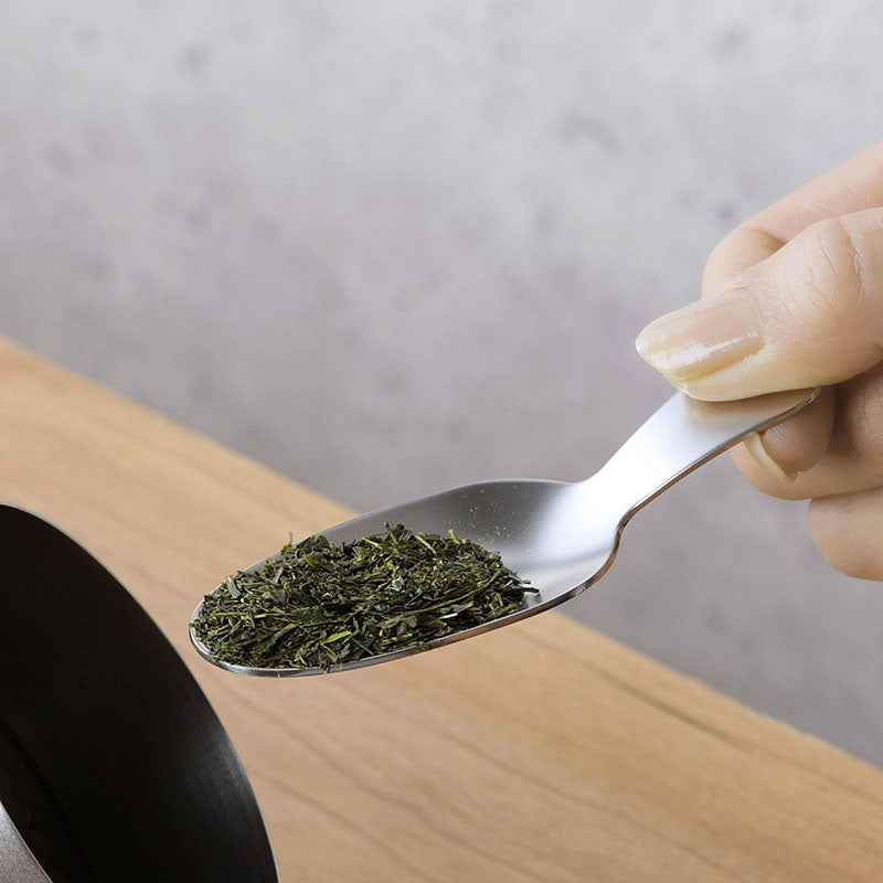 GraSUS Tea Spoon, Stainless Tea Spoon That Scoops About 2 g of Leaves Levelled and Has No Seams to Collect Dirt, Easy to Hold, Dishwasher Safe, Made in Japan, 3.1 x 9.3 x 1.6 cm and 20 g, Stainless