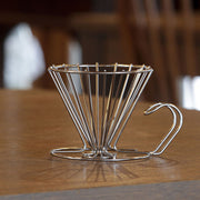 GraSUS Wireframe Coffee Dripper Large, Wireframe Coffee Dripper for two to six cups That Lets Gas Escape and Shows How Much Has Dripped, Sits on a Cup or Server, Dishwasher Safe, Made in Japan, 15 x 11.3 x 9.8 cm and 125 g, Stainless