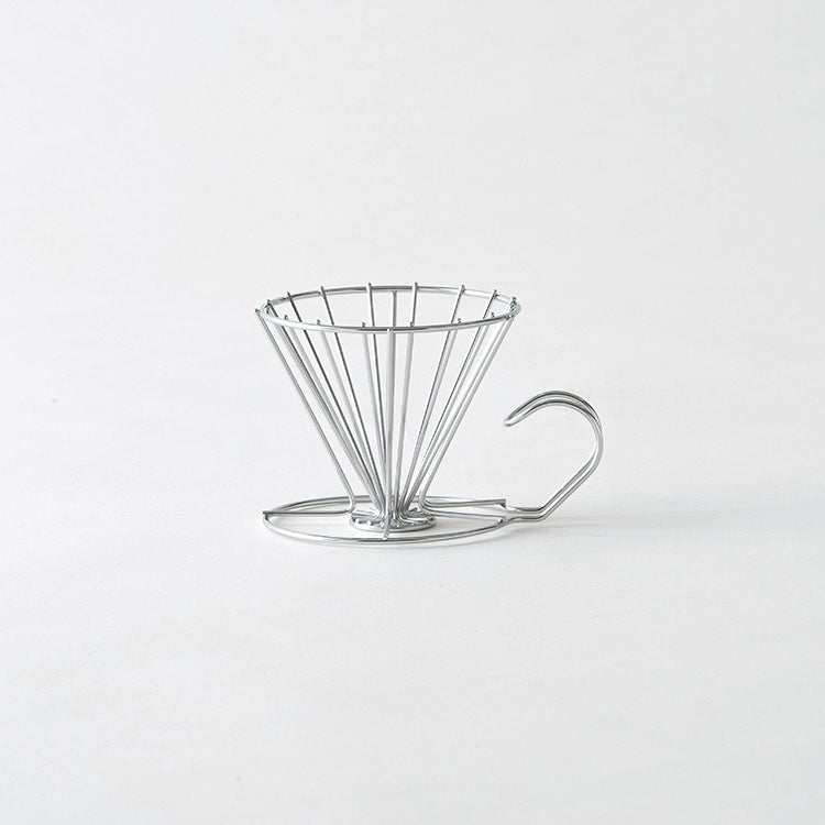 GraSUS Wireframe Coffee Dripper Large, Wireframe Coffee Dripper for two to six cups That Lets Gas Escape and Shows How Much Has Dripped, Sits on a Cup or Server, Dishwasher Safe, Made in Japan, 15 x 11.3 x 9.8 cm and 125 g, Stainless