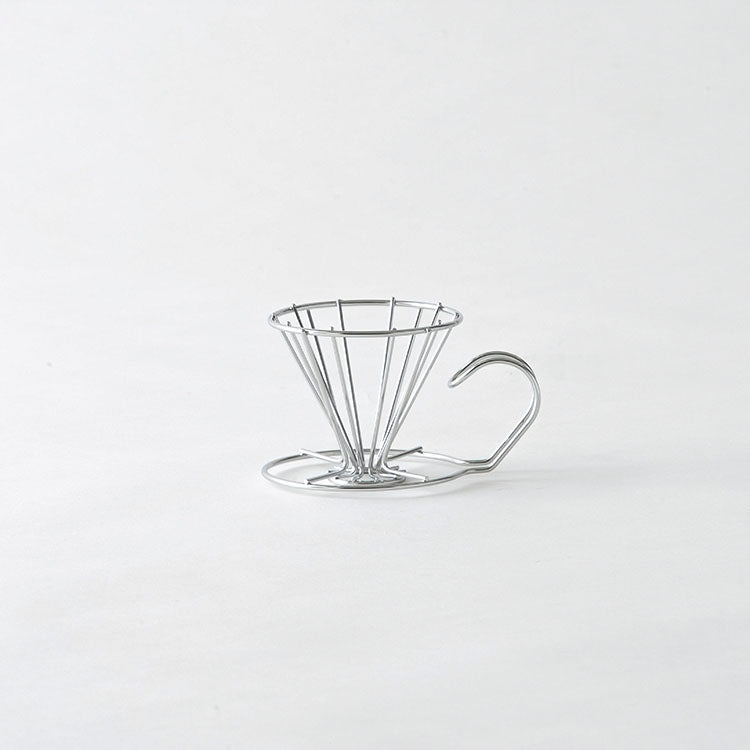 GraSUS Wireframe Coffee Dripper One-Cup, Wireframe Coffee Dripper for one cup That Lets Gas Escape and Shows How Much Has Dripped, Sits on a Cup or Server, Dishwasher Safe, Made in Japan, 13 x 9 x 7.8 cm and 90 g, Stainless