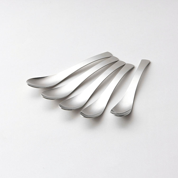 GraSUS Coffee Spoon Set of 5, Set of Five Coffee Spoons the Right Size for Coffee Cups With a Plain Smooth Shape and a Comfortable Handle, 13 cm, Dishwasher Safe, Made in Japan in Tsubame-Sanjo, 2.4 x 13 x 1.4 cm each and 100 g, Stainless