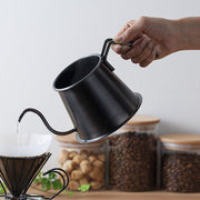 GraSUS Black Two Drip Pot Pro, Black Stainless 500 mL Drip Pot With an S-Shaped 6 mm Spout That Pours Almost Straight Down, Colour Formed on the Steel, Gas and Induction, Made in Japan, 25.5 x 13 x 11 cm and 325 g, Black