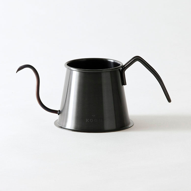 GraSUS Black Two Drip Pot Pro, Black Stainless 500 mL Drip Pot With an S-Shaped 6 mm Spout That Pours Almost Straight Down, Colour Formed on the Steel, Gas and Induction, Made in Japan, 25.5 x 13 x 11 cm and 325 g, Black