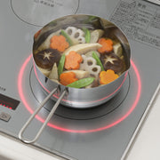 GraSUS Stainless Snow Pan 18 cm, All-Stainless 18 cm Snow Pan With Pouring Lips on Both Sides and Marks Inside for Ramen or Miso Soup, Gas and Induction, Dishwasher Safe, Made in Japan, 33.8 x 19 x 12 cm and 470 g, Stainless