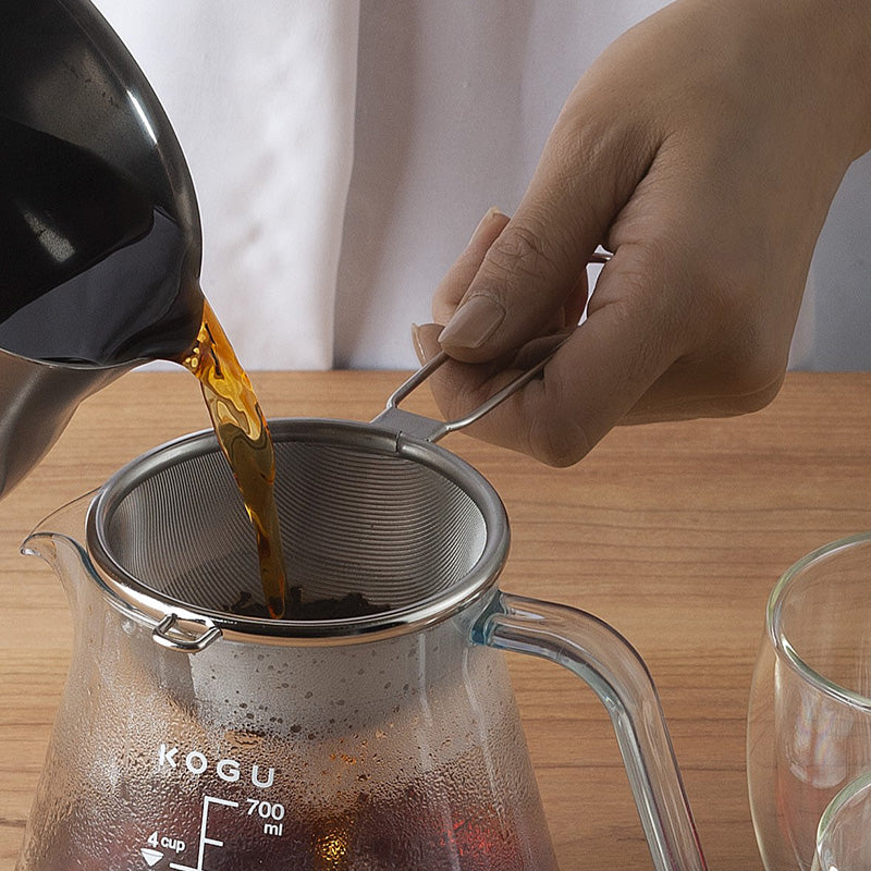 GraSUS Leaf-Proof Tea Strainer Large, Fine-Mesh Tea Strainer That Holds Back Even Small Leaves for Clear Tea and Sits Straight on a Glass, 7.5 cm Inside, 37 g, Dishwasher Safe, Made in Japan, 8.5 x 19.5 x 4.3 cm and 37 g, Stainless