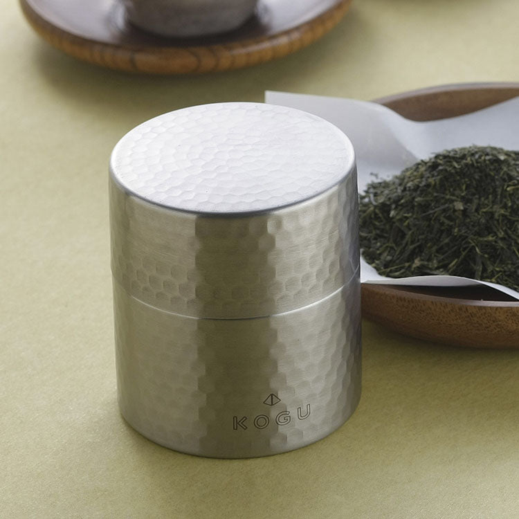 GraSUS Tea Canister Small, Small Stainless Tea Canister That Blocks Light and Closes Tightly to Keep Leaves Fresh Longer, Holds About 100 g of Sencha, Smooth Lid Joint, Dishwasher Safe, Made in Japan, 7 x 7 x 7.7 cm and 155 g, Stainless