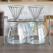 GraSUS Dripper Stand Double, Wire Stand That Holds Two Coffee Drippers at Once Over Servers or Mugs Up to 14 cm Tall, Gives Home Coffee a Cafe Look, 230 g, Made in Japan in Tsubame-Sanjo, 30 x 10 x 17.4 cm and 230 g, Stainless