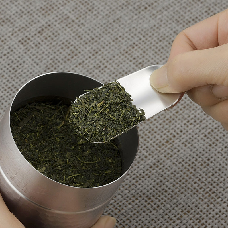 GraSUS Tea Scoop, Tiny Stainless Tea Scoop That Stores Inside a Tea Canister and Scoops Leaves Quickly, Gently Curved for Easy Pinching, 12 g, Dishwasher Safe, Made in Japan, 3.5 x 6.5 x 0.3 cm and 12 g, Stainless