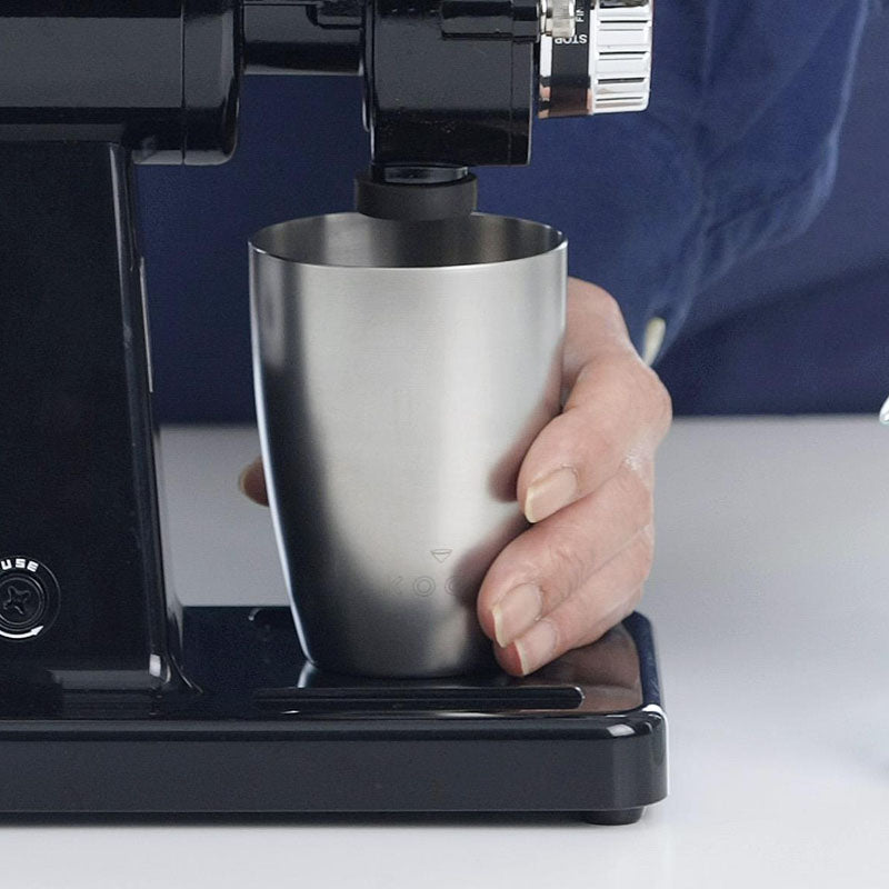 GraSUS Bean Cup 250 mL, Stainless 250 mL Cup That Sits Under a Coffee Grinder to Catch the Grounds and Tips Easily Into a Dripper, Will Not Chip or Crack, Matte Finish, Dishwasher Safe, Made in Japan, 6.7 x 6.7 x 9 cm and 75 g, Stainless