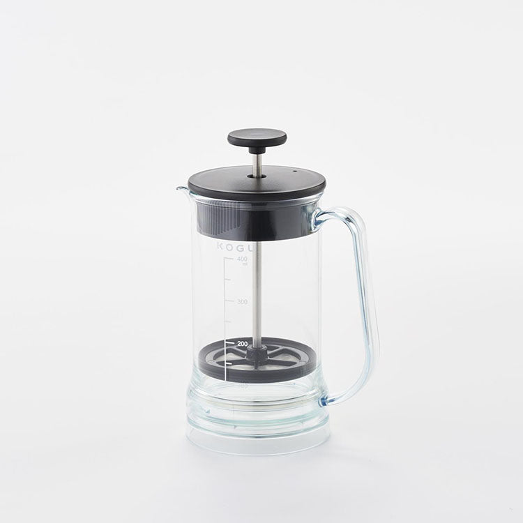 GraSUS Shatter-Resistant French Press, Light Clear French Press That Is Hard to Break With a Removable Base for Easy Cleanup, Fine Metal Filter for Full Flavor, Also Brews Tea, Dishwasher Safe, Made in Japan, 12.5 x 8.6 x 17 cm and 215 g, Clear
